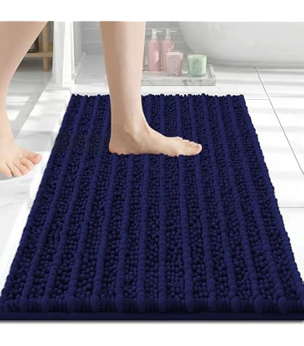 Amazon.com: H.VERSAILTEX Navy Blue Bath Rug, Bath Mat Non Slip